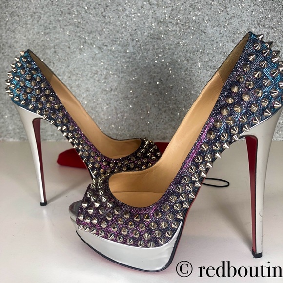 Christian Louboutin Shoes - 🔴SOLD🔴 Lady Peep Spikes 150 Lame metallic